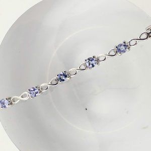 Beautiful 1 Carat Natural Tanzanite Infinity Bracelet - Sterling Silver